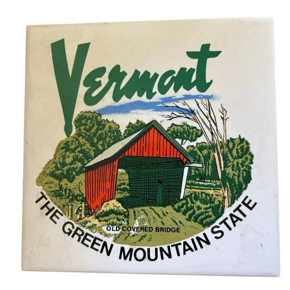 Vermont The Green Mountain State Souvenir Tile Trivet Wall Hamging